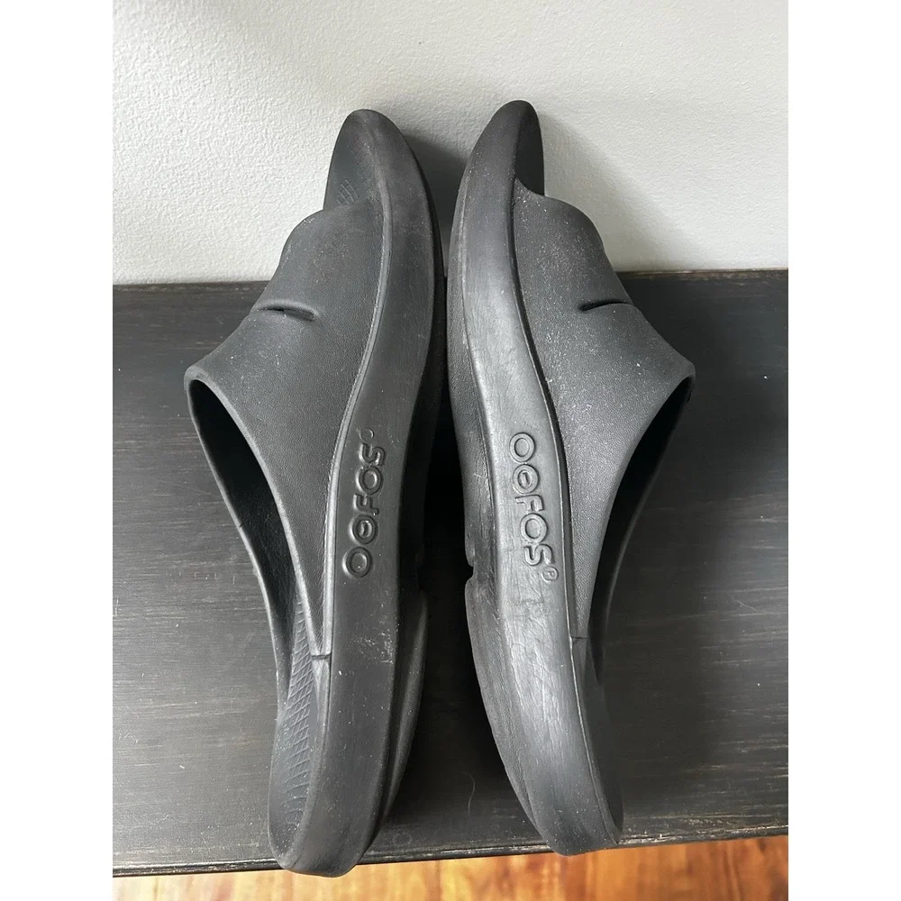 OOFOS OOahh Sport Flex Slide Recovery Sandals Slides Black Womens 14/Men's 12
